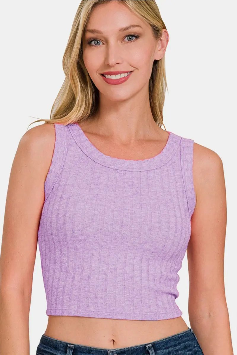 Zenana Ribbed Cropped Tank for Stylish Summer Outfits - Love Salve